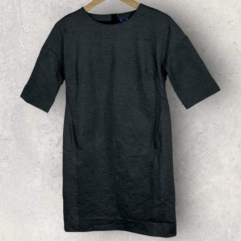 Kit and Ace Cashmere Blend Grey Short Sleeve Thick Sheath Dress Size‎ 2 Pockets